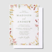 サマーエレガントワイルドフラワーリース結婚ズ ベラム紙招待状 (オフセット)