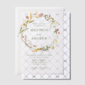 サマーエレガントワイルドフラワーリース結婚ズ ベラム紙招待状 (オフセット (招待状))