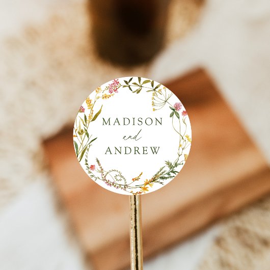 サマーエレガントワイルドフラワーリース結婚ズ ラウンドシール
