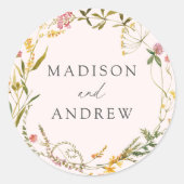 サマーエレガントワイルドフラワーリース赤面結婚ズ ラウンドシール (正面)