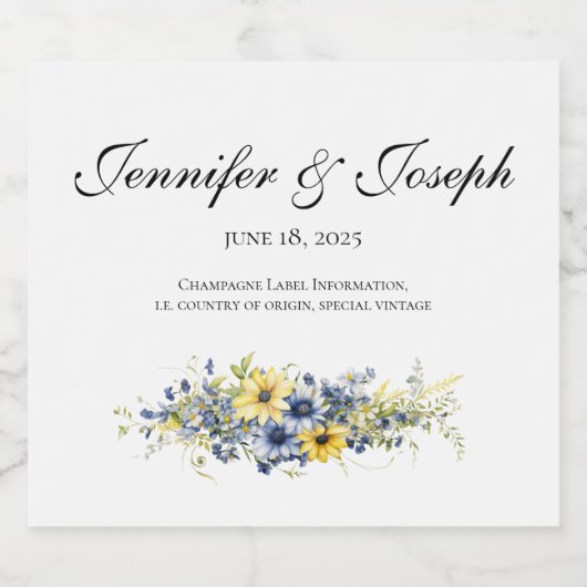 サマーエレガント庭園の結婚式ワインボトルラベル スパークリングワインラベル (シングルラベル)