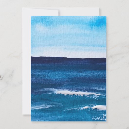 サマーエレガント海ウェーブビーチシー招待状 招待状 (裏面)