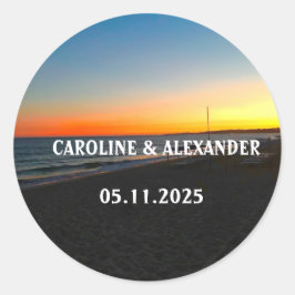 サマーエレガント海サンセットトロピカルビーチ ラウンドシール