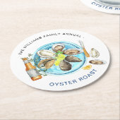 サマーオイスターロースト | シーフードベイククックアウト ラウンドペーパーコースター (アングル)
