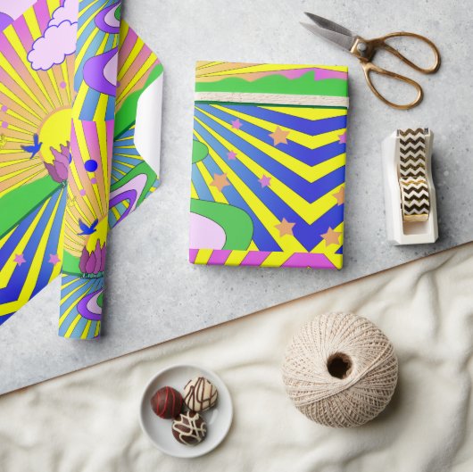 サマーオブラブサイケデリック60年代日が差すこと   ラッピングペーパー (クラフト)