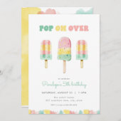 サマーオポップ・アートのーバーポプシクル誕生日招待状 招待状 (正面/裏面)