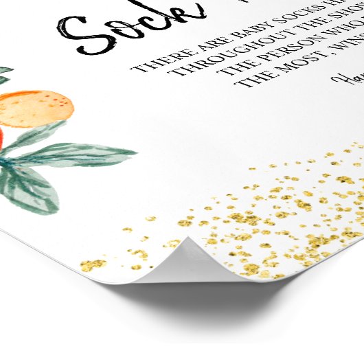 サマーオレンジウォーターカラーベビーソック狩り ポスター (角)