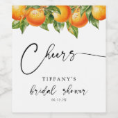 サマーオレンジシトラス応援ブライダルシャワー ワインラベル (シングルラベル)