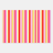 サマーオレンジピンクレッドストライプ鮮やか ラッピングペーパーシート (正面3)