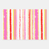 サマーオレンジピンクレッドストライプ鮮やか ラッピングペーパーシート (正面)