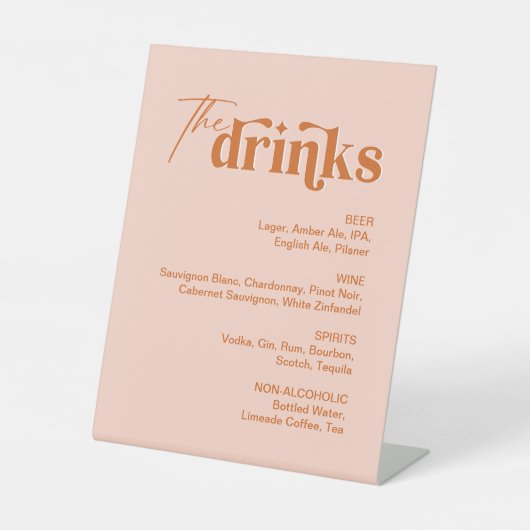 サマーオレンジピーチドリンク結婚メニューバー 台座サイン (正面)