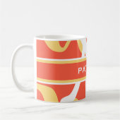 サマーオレンジホワイトモノグラムパーソナライズされた コーヒーマグカップ (左)