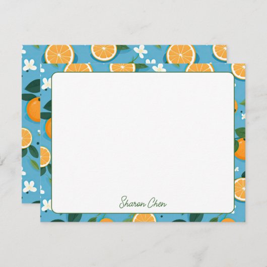 サマーオレンジ名前をカスタムする文房具 ノートカード (正面/裏面)