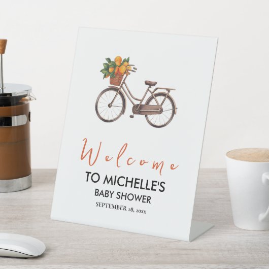 サマーオレンジ柑橘類フルーツベビーシャワーウェルカム 台座サイン (インサイチュ)