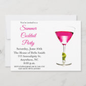 サマーカクテルパーティーピンク 招待状 (正面)