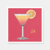 サマーカクテルパーティーフルーツドリンクイニシャル スタンダードカクテルナプキン (正面)