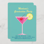サマーカクテル卒業パーティー – ターコイズ 招待状 (正面/裏面)