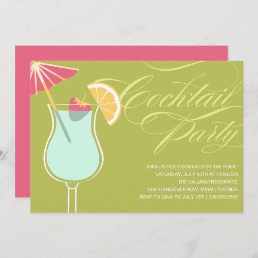 サマーカクテル|パーティの招待状 招待状 (正面/裏面)