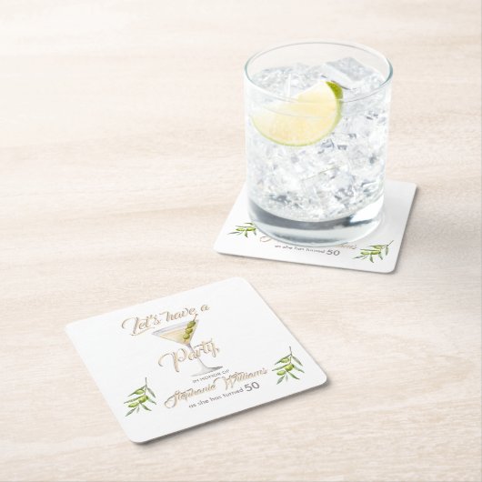 サマーカクテル 女性の50歳誕生日パーティー スクエアペーパーコースター (インサイチュ)