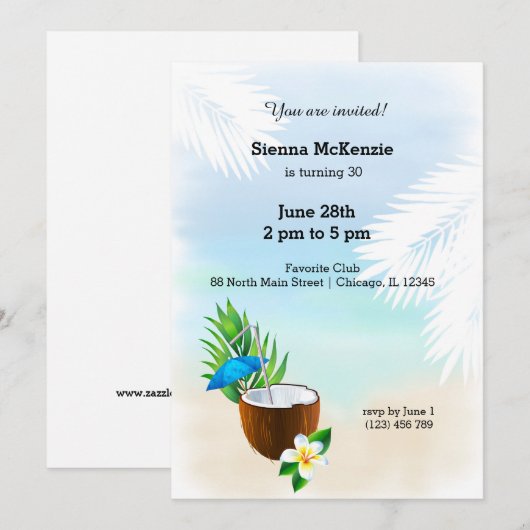 サマーカクテル 招待状 (正面/裏面)