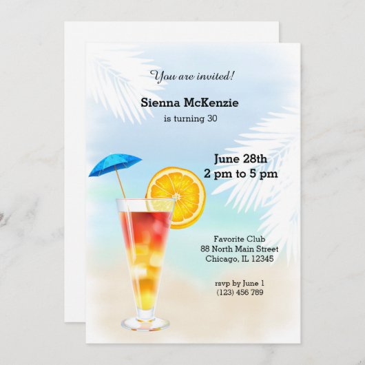 サマーカクテル 招待状 (正面/裏面)