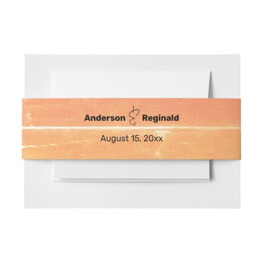 サマーカジュアルサンシャインイエローピーチ結婚ズ 招待状ベリーバンド (正面例)