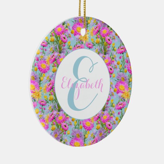 サマーカスタムコテージガーデンブルー セラミックオーナメント (右)