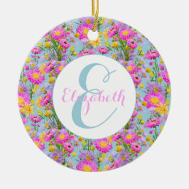 サマーカスタムコテージガーデンブルー セラミックオーナメント