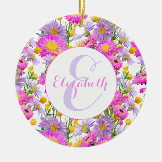 サマーカスタムコテージガーデンホワイト セラミックオーナメント (正面)