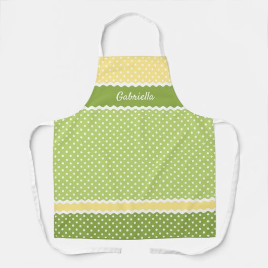 サマーカスタムシトラスカラーの水玉模様白い エプロン (正面)