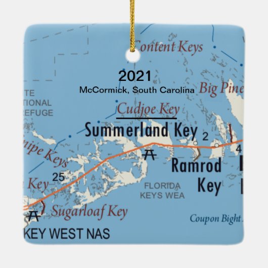 サマーカスタムランド鍵フロリダマップセラミックオーナメント セラミックオーナメント (裏面)