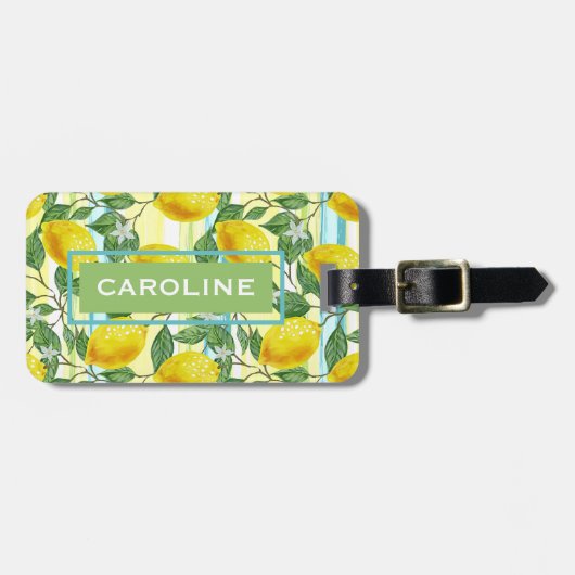 サマーカスタム地中海のレモン果実模様 ラゲッジタグ (正面横)