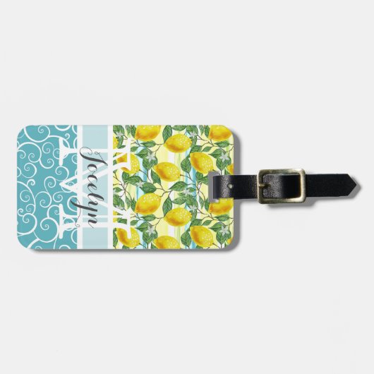 サマーカスタム地中海のレモン果実模様 ラゲッジタグ (正面横)