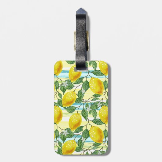 サマーカスタム地中海のレモン果実模様 ラゲッジタグ (裏面縦)