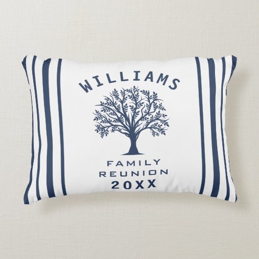 サマーカッコいいツリーファミリー懇親会ネイビーブルーホワイト アクセントクッション (正面)