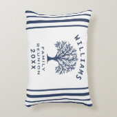 サマーカッコいいツリーファミリー懇親会ネイビーブルーホワイト アクセントクッション (正面(垂直))