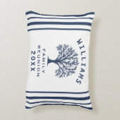 サマーカッコいいツリーファミリー懇親会ネイビーブルーホワイト アクセントクッション (裏面(縦))