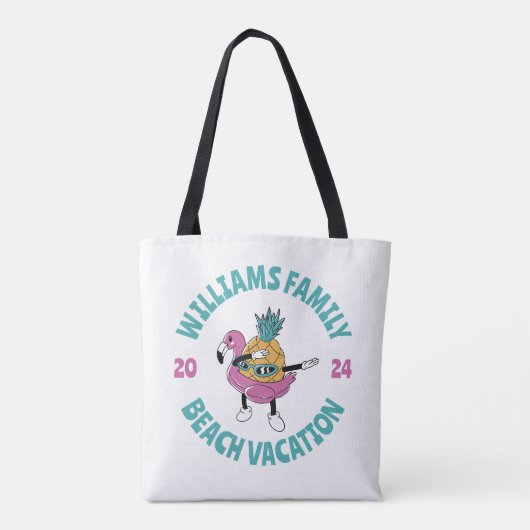 サマーカッコいいパイナップルファミリービーチ休暇 トートバッグ (裏面)