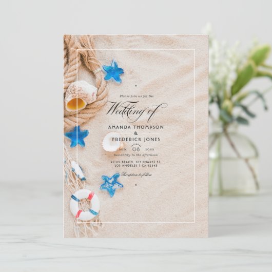 サマーカッコいいビーチ結婚式招待状 招待状 (スタンド正面)