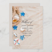 サマーカッコいいビーチ結婚式招待状 招待状 (正面/裏面)