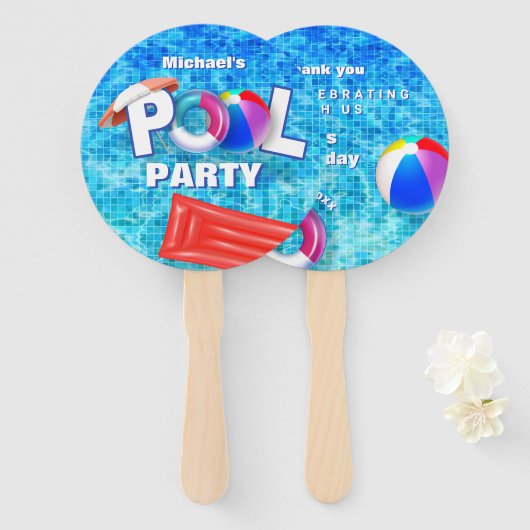 サマーカッコいいプールパーティースイミングウォーターおもしろい ハンドファン (正面&裏面)