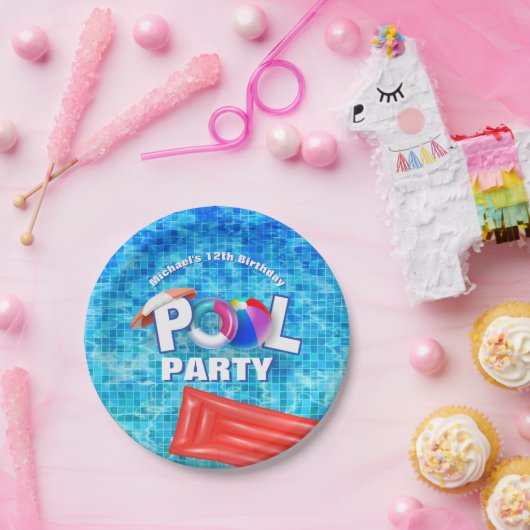 サマーカッコいいプールパーティースイミングウォーターおもしろい ペーパープレート (パーティー)