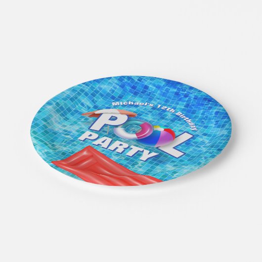 サマーカッコいいプールパーティースイミングウォーターおもしろい ペーパープレート (アングル)