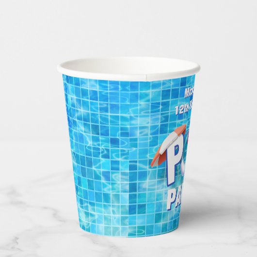 サマーカッコいいプールパーティースイミングウォーターおもしろい 紙コップ (右)