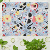 サマーカッコいい子猫 キッチンタオル (折り畳み)