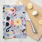 サマーカッコいい子猫 キッチンタオル (四つ折り)