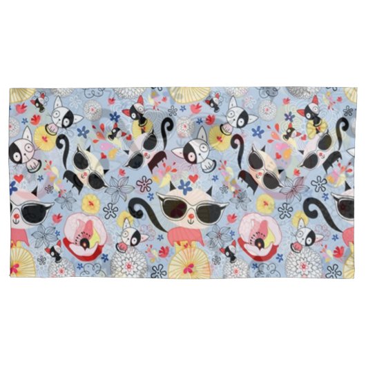 サマーカッコいい子猫 枕カバー (正面)