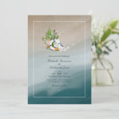 サマーカッコいいQRコードRSVPビーチ結婚式 招待状 (スタンド正面)