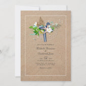 サマーカッコいいQRコードRSVPビーチ結婚式 招待状 (正面)