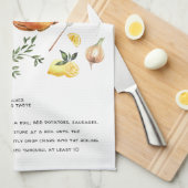 サマーカニが煮立つ|レシピ手織りティータオル キッチンタオル (四つ折り)